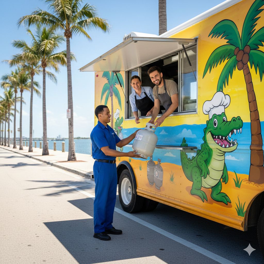 Blue Flame Professional Service food truck propane refill service Riviera Beach waterfront FL