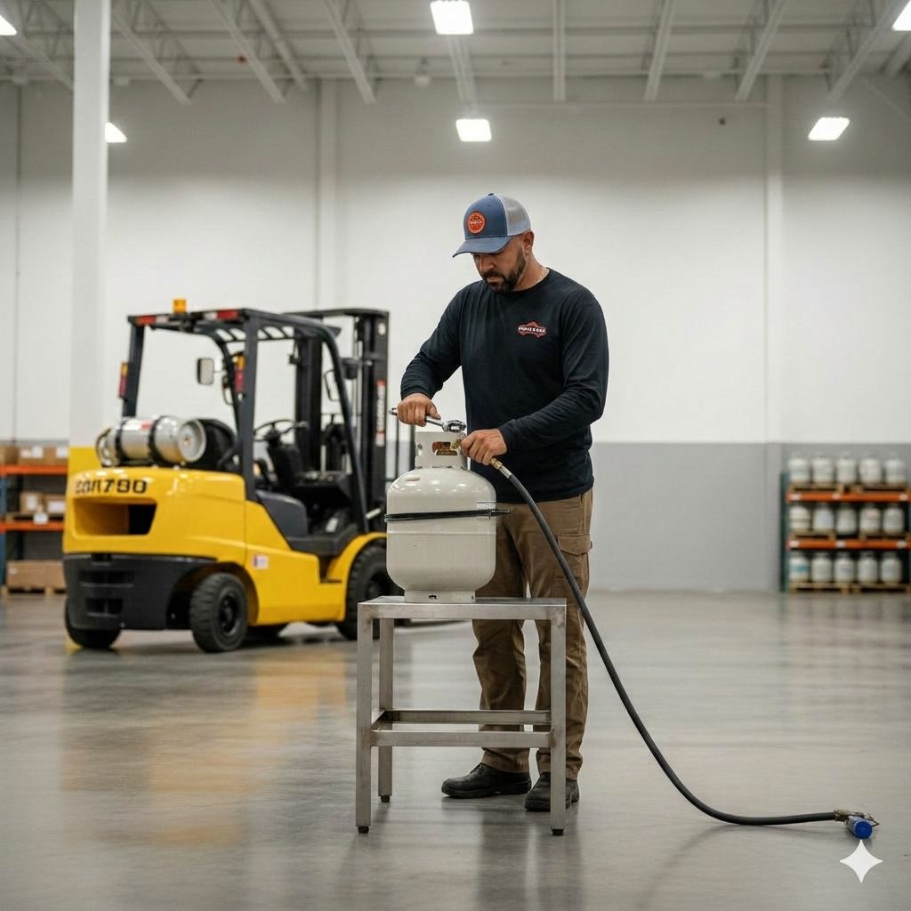 Blue Flame Professional Service forklift propane cylinder refill service near Port of Palm Beach Riviera Beach FL