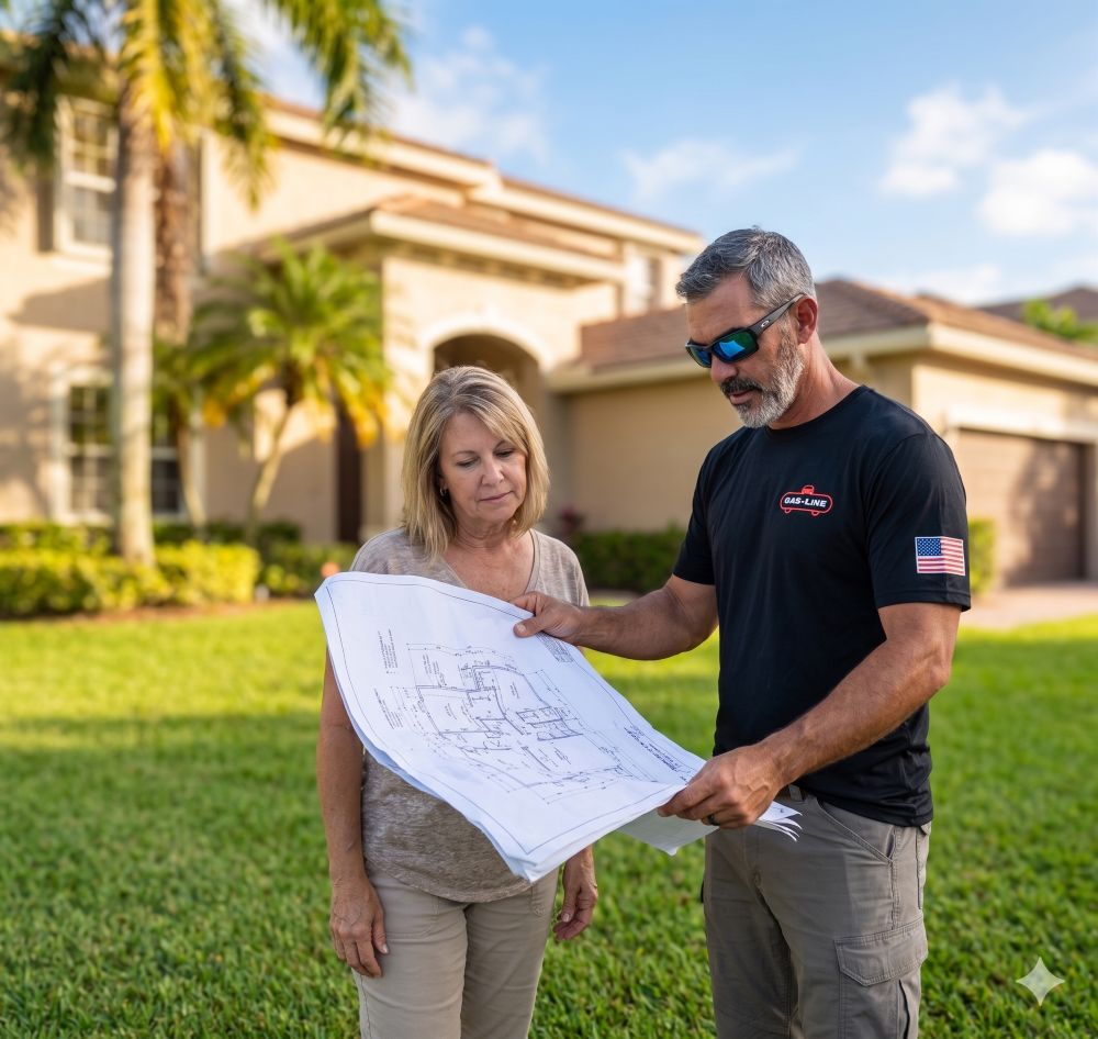 Blue Flame Professional Service buried gas line and propane tank installation West Palm Beach FL